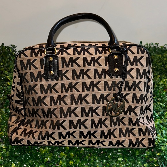 Michael Kors Signature Black and Tan Satchel - Picture 3 of 5